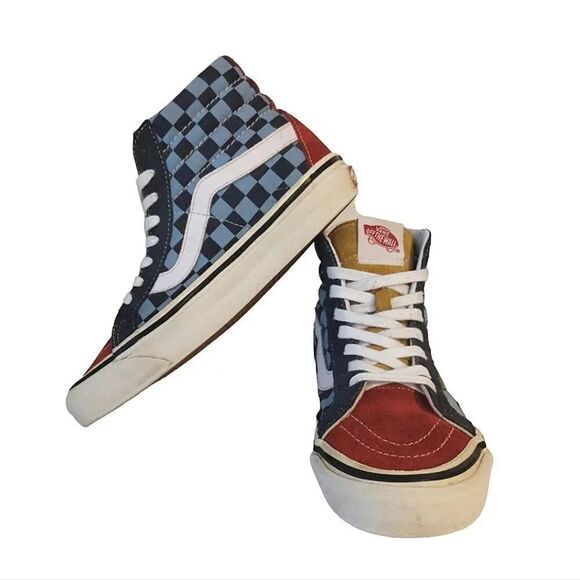 Vans Blue Red Sk8 Hi #38 Reissue 50th Anniversary Skate Sneakers W7.5 M6 - Picture 7 of 16